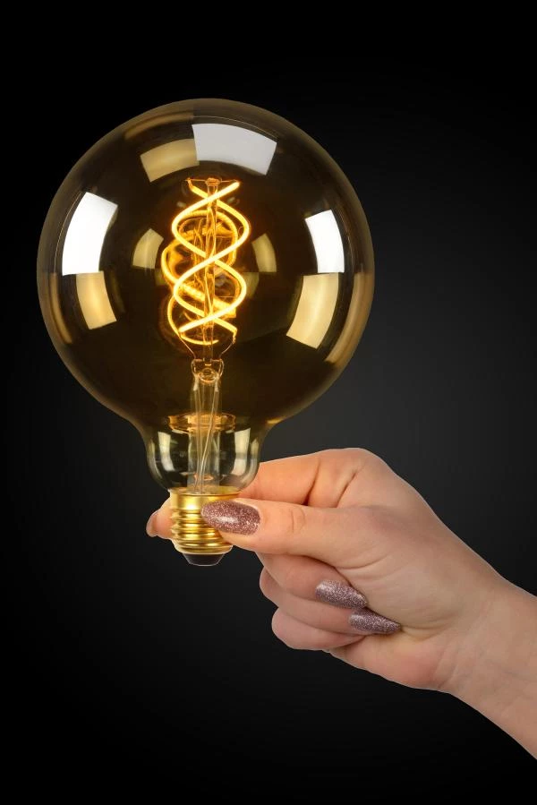 Lucide G125 - Filament bulb - Ø 12,5 cm - LED Dim. - E27 - 1x5W 2200K - Amber - ambiance 1